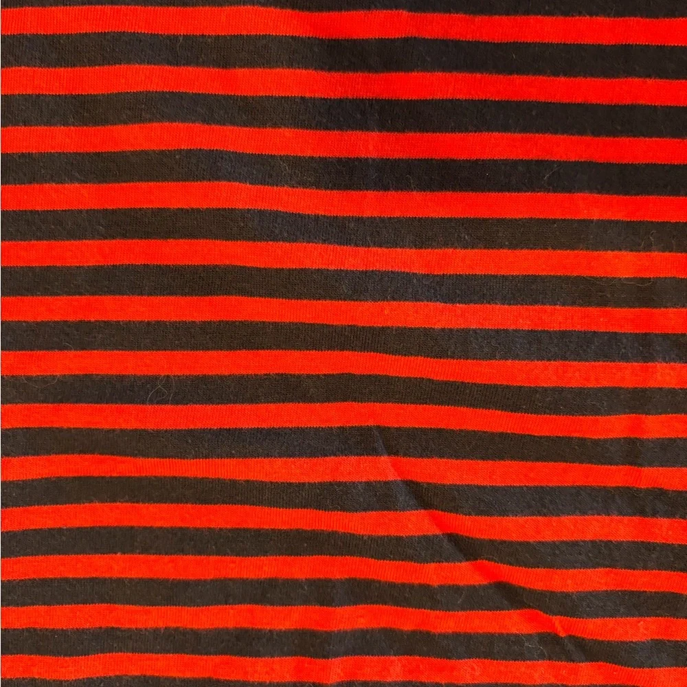 Primary Red/navy Kids long sleeve twirly dress mini stripe. Long sleeve Tee SZ12